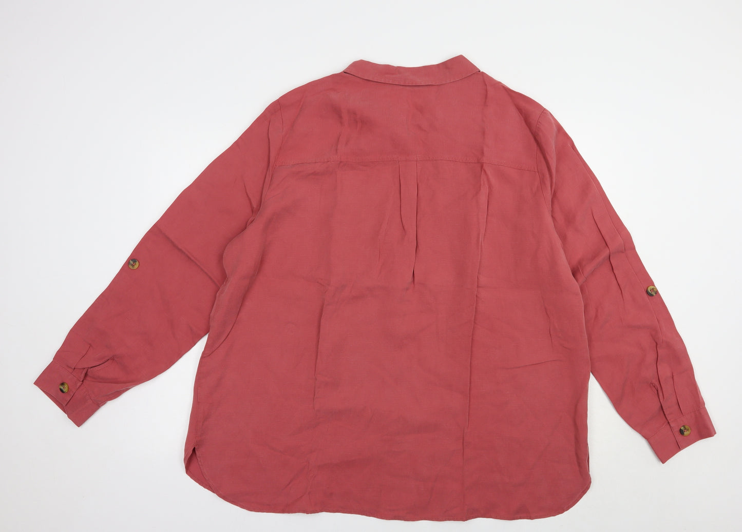 F&F Womens Pink  Lyocell Basic Button-Up Size 22 Collared