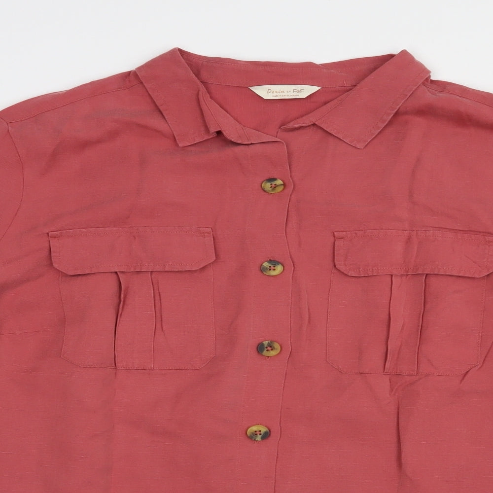 F&F Womens Pink  Lyocell Basic Button-Up Size 22 Collared
