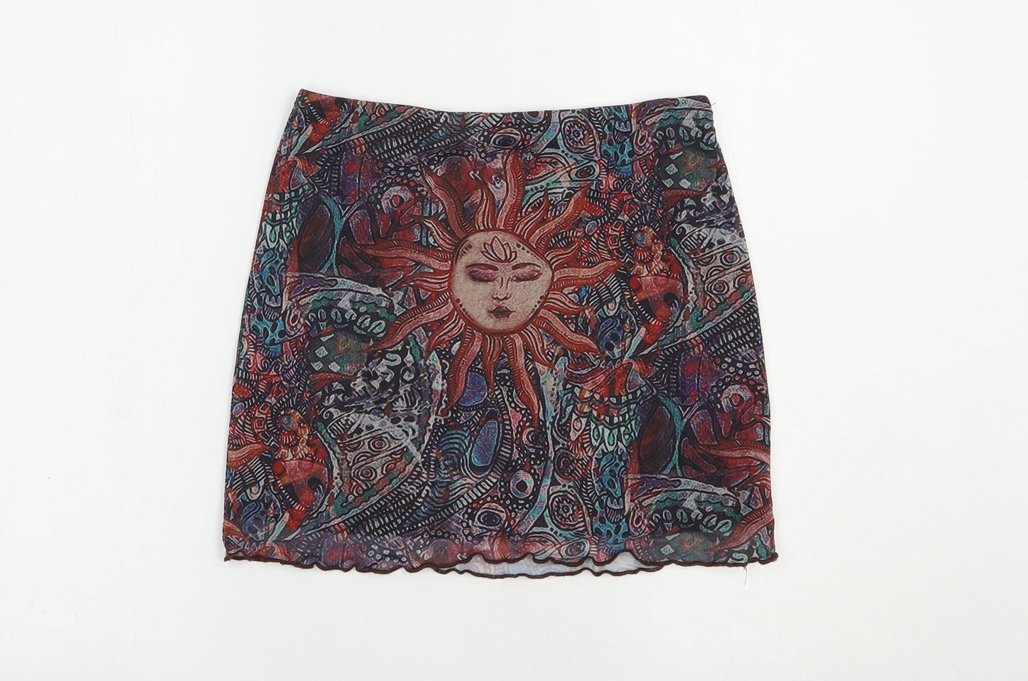 SheIn Womens Multicoloured Geometric Polyester Mini Skirt Size M