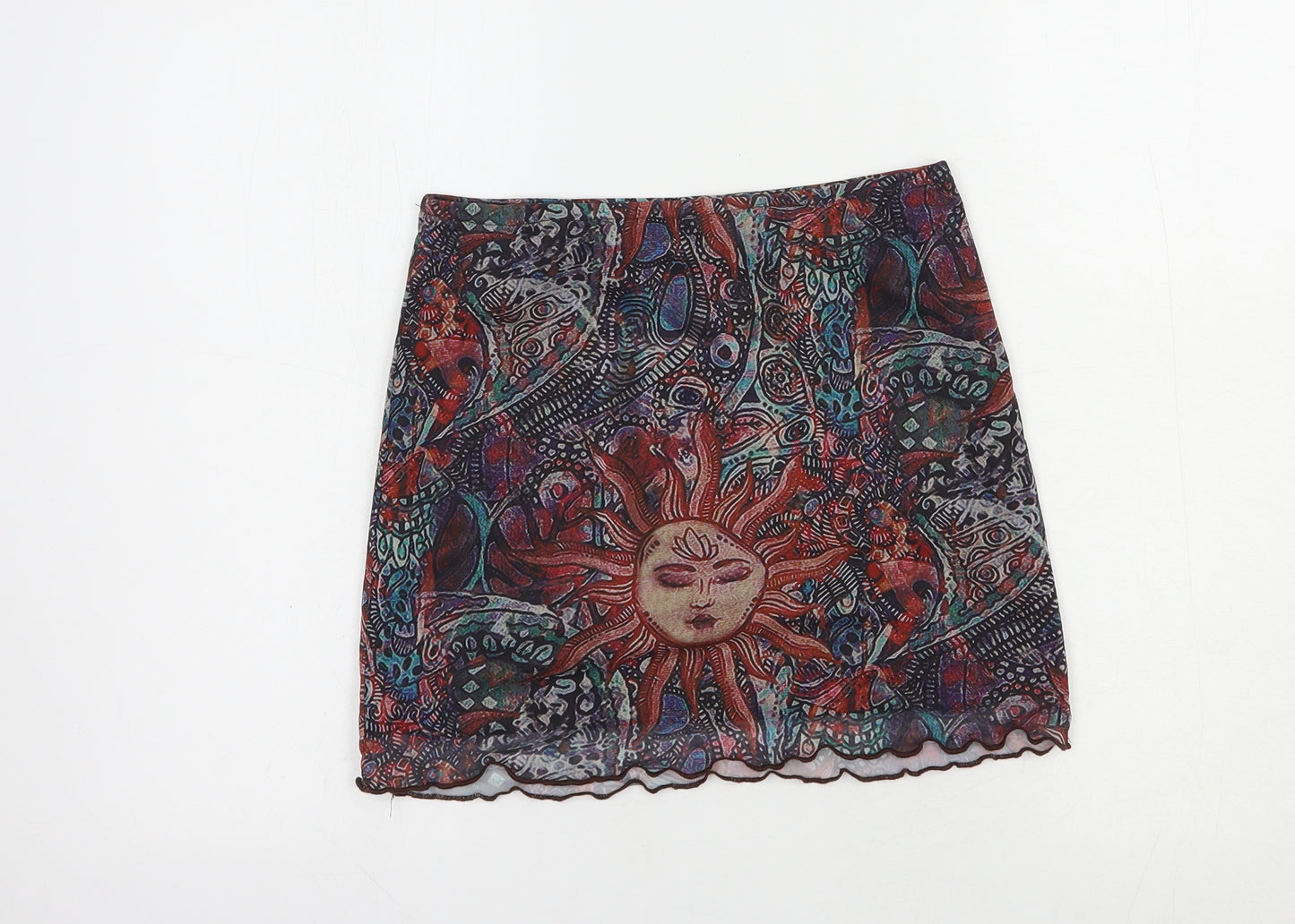 SheIn Womens Multicoloured Geometric Polyester Mini Skirt Size M