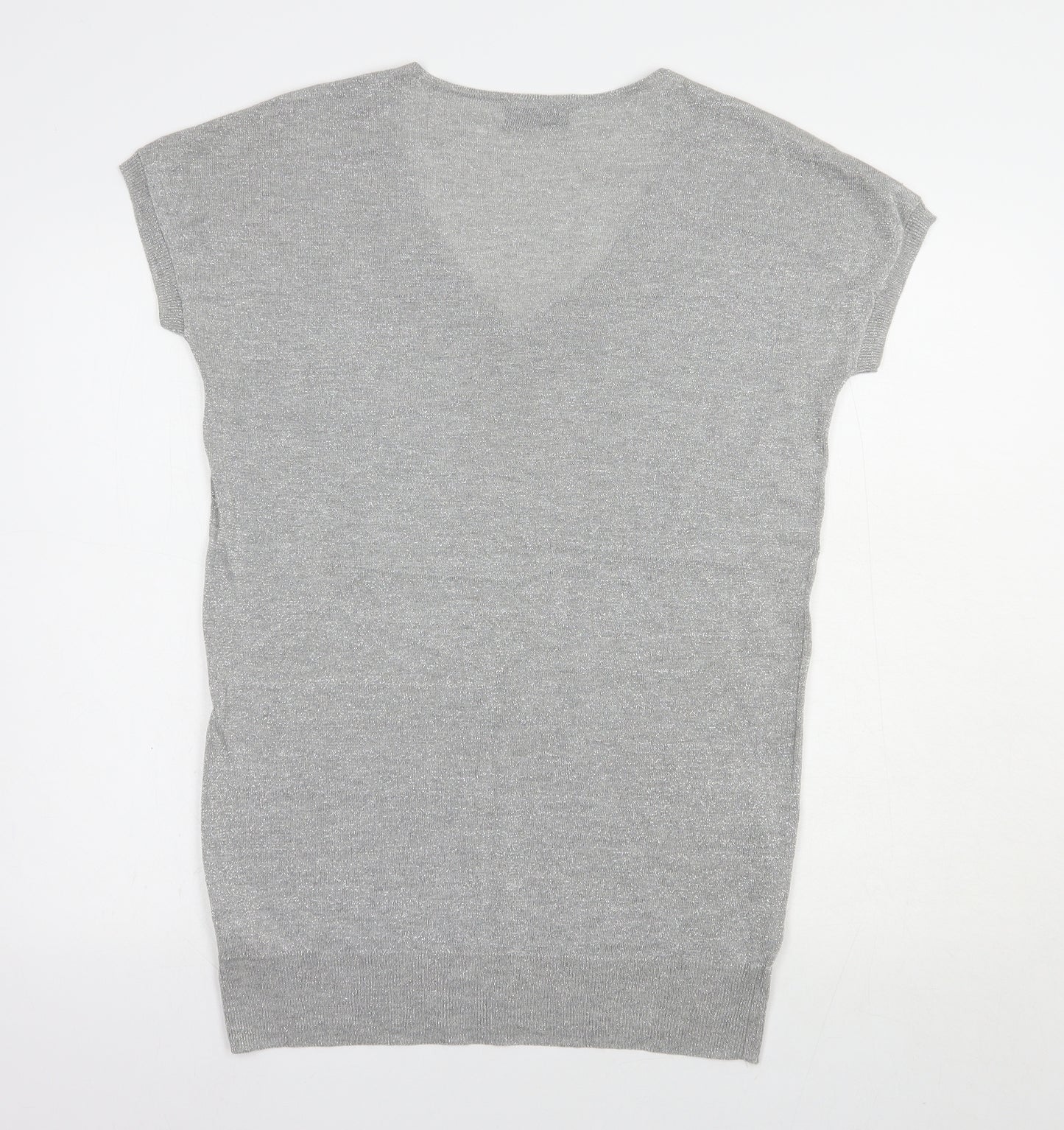 Wallis Womens Silver  Viscose Tunic Blouse Size S V-Neck
