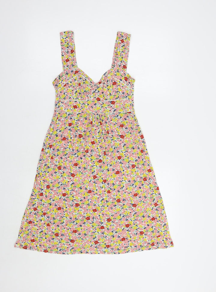 Warehouse Womens Multicoloured Floral Viscose Tank Dress  Size 8  Sweetheart Pullover