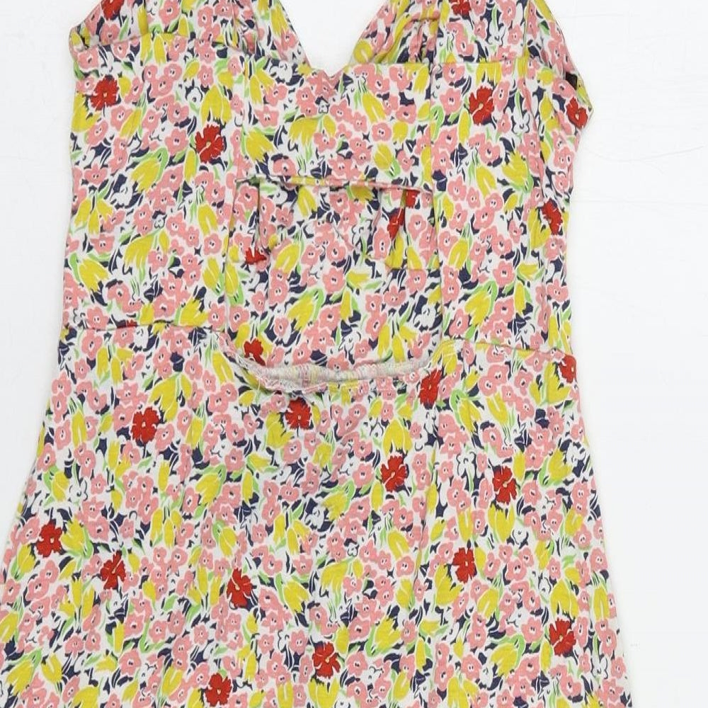Warehouse Womens Multicoloured Floral Viscose Tank Dress  Size 8  Sweetheart Pullover