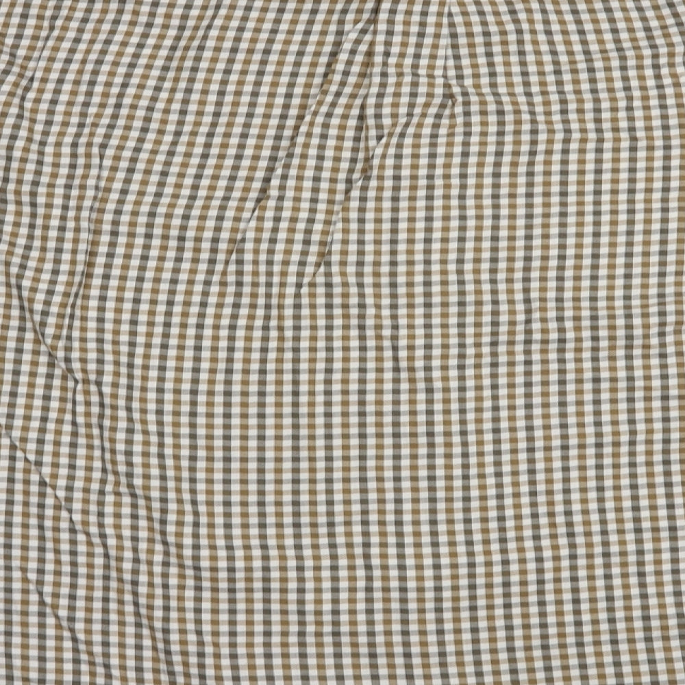 Farah Mens Brown Check Cotton  Button-Up Size XL Collared Button
