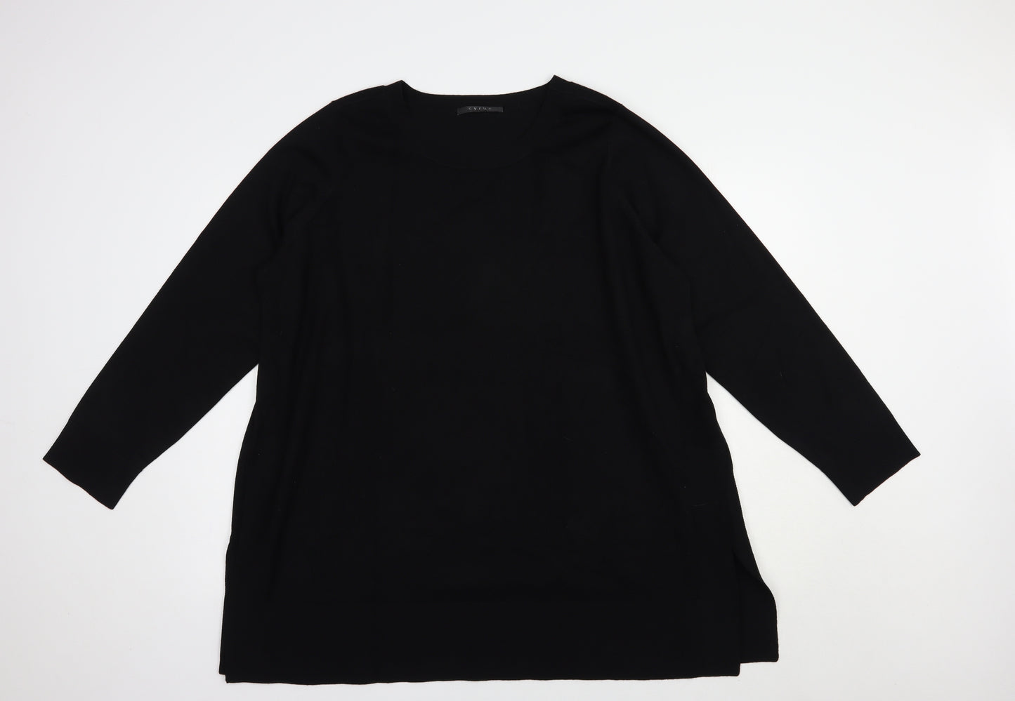 Cyrus Womens Black Crew Neck  Viscose Pullover Jumper Size 2XL