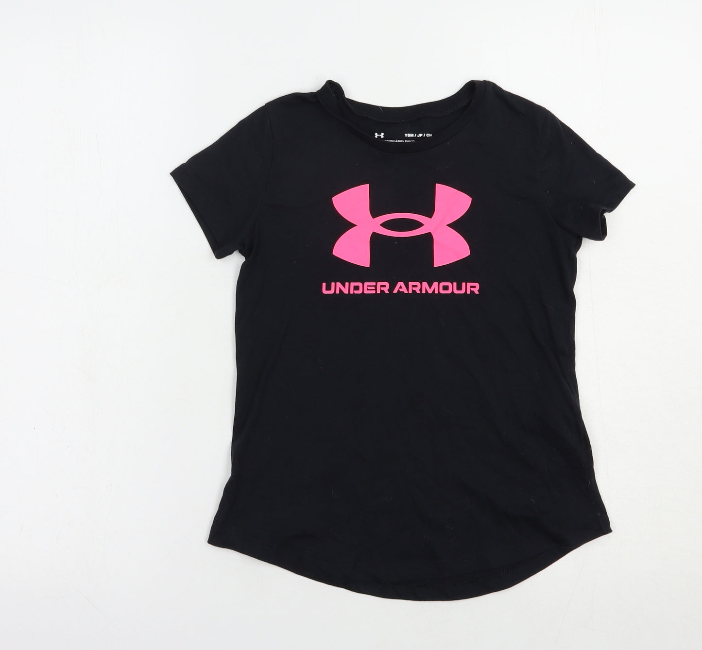Under armour Girls Black  Cotton Pullover T-Shirt Size 8-9 Years Crew Neck Pullover