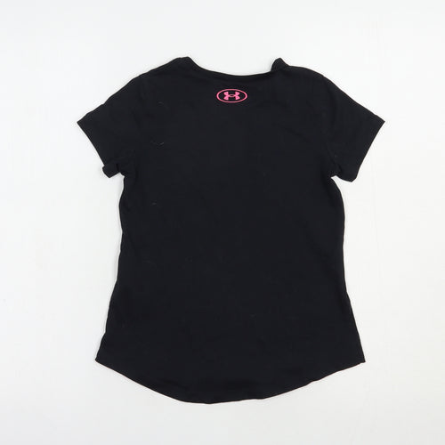 Under armour Girls Black  Cotton Pullover T-Shirt Size 8-9 Years Crew Neck Pullover