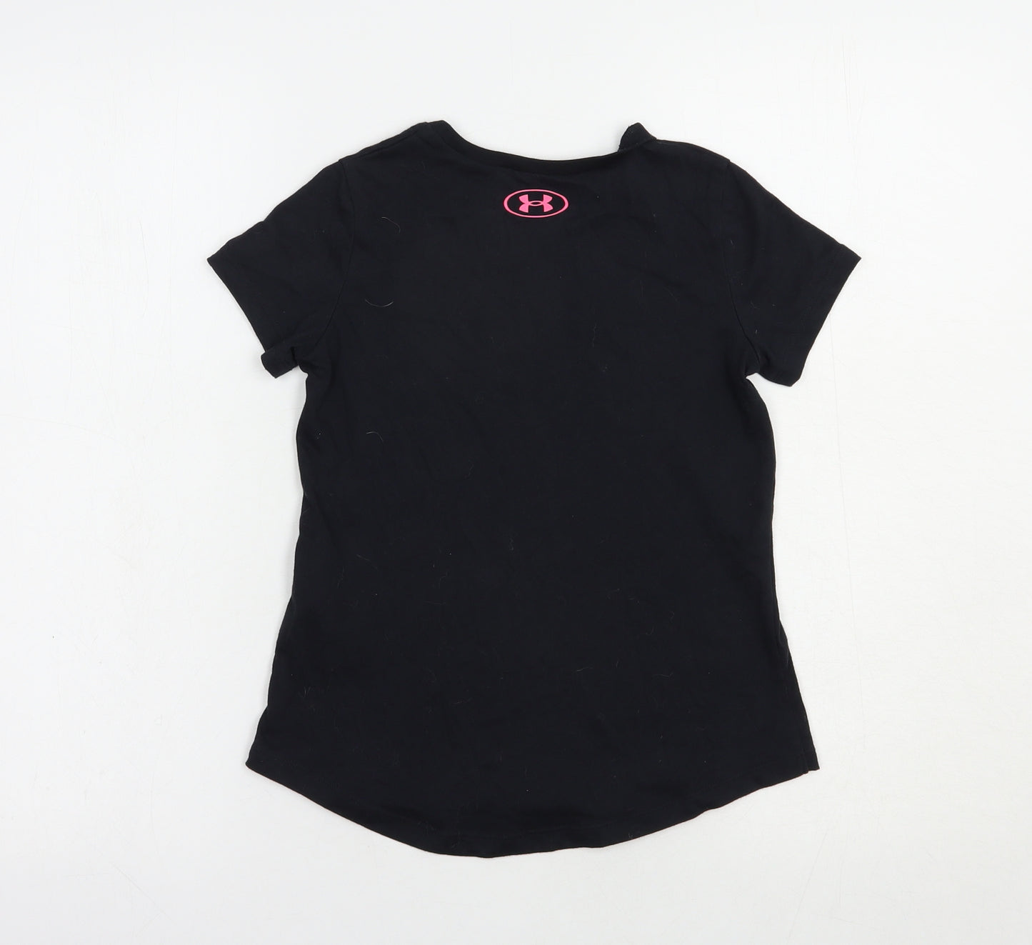 Under armour Girls Black  Cotton Pullover T-Shirt Size 8-9 Years Crew Neck Pullover