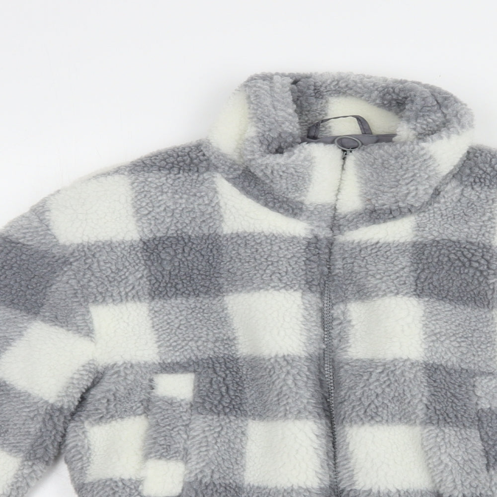 New Look Girls Grey Check  Bomber Jacket Jacket Size 10-11 Years  Zip