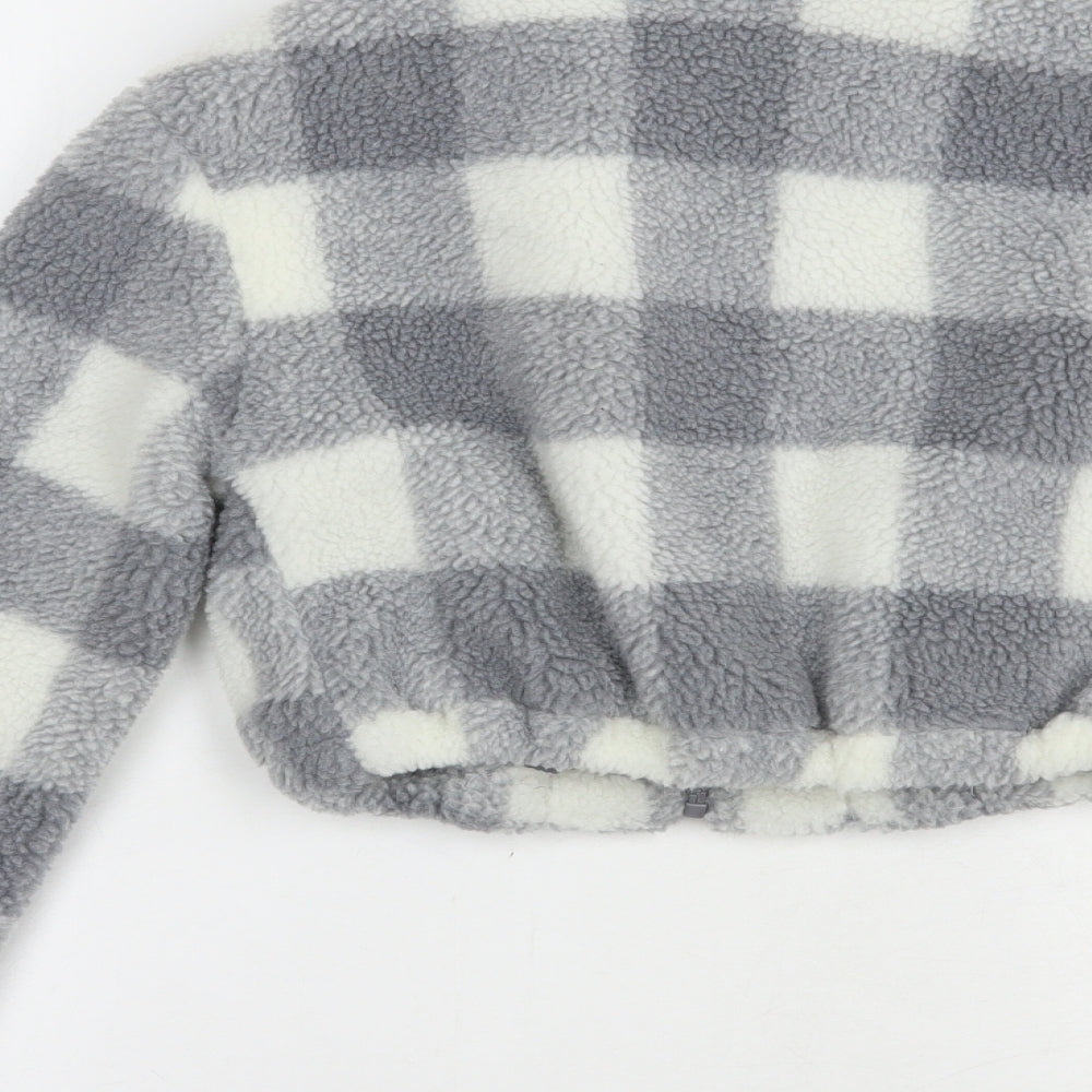 New Look Girls Grey Check  Bomber Jacket Jacket Size 10-11 Years  Zip