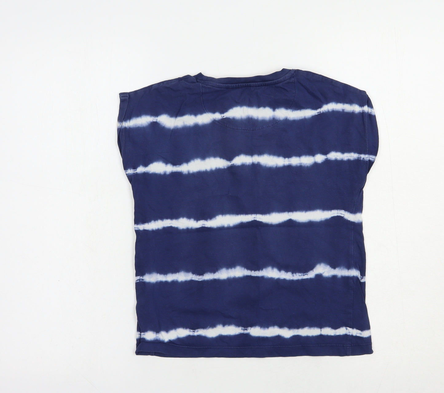 Marks and Spencer Girls Blue Striped Cotton Pullover T-Shirt Size 7-8 Years Crew Neck Pullover - California