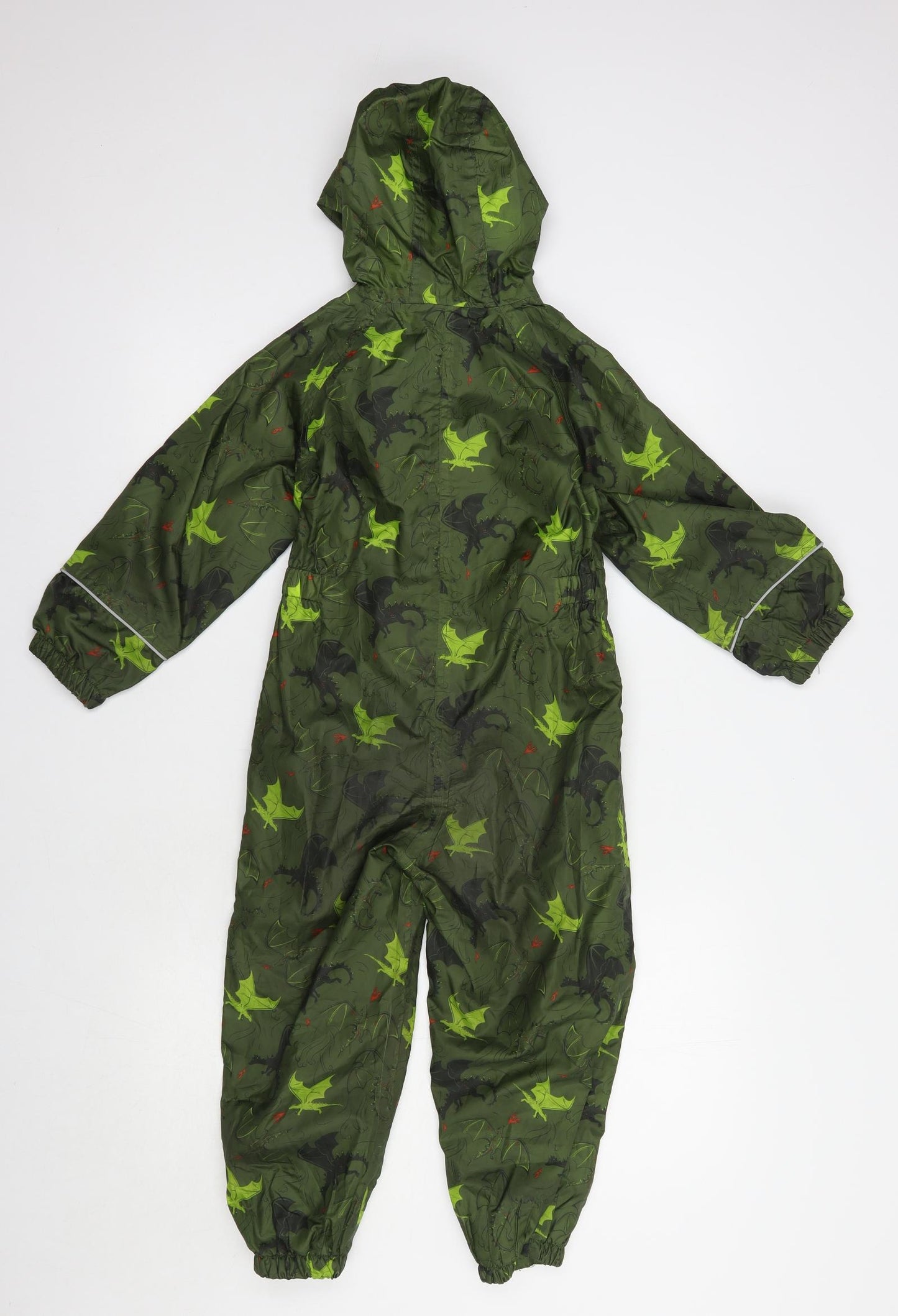 Regatta Boys Green Geometric  Rain Coat Jacket Size 4-5 Years  Zip - One-Piece