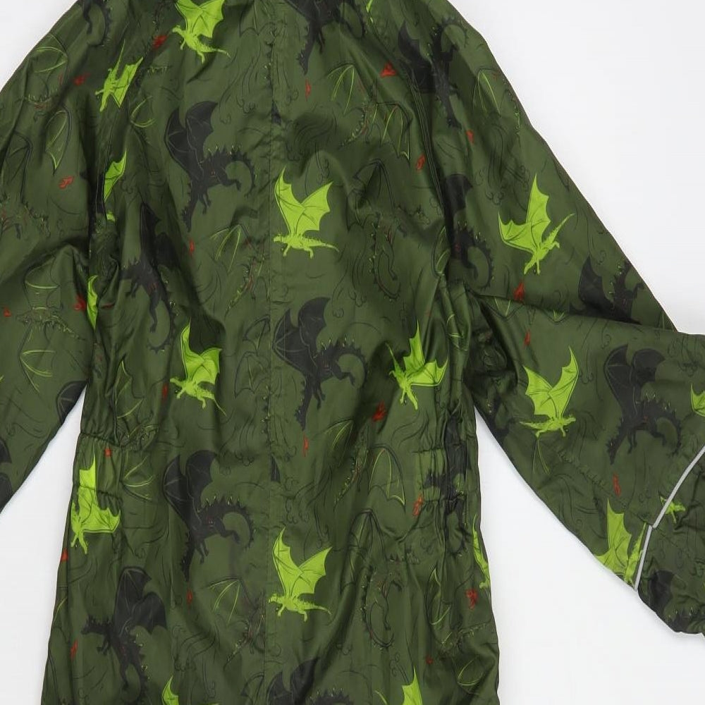 Regatta Boys Green Geometric  Rain Coat Jacket Size 4-5 Years  Zip - One-Piece