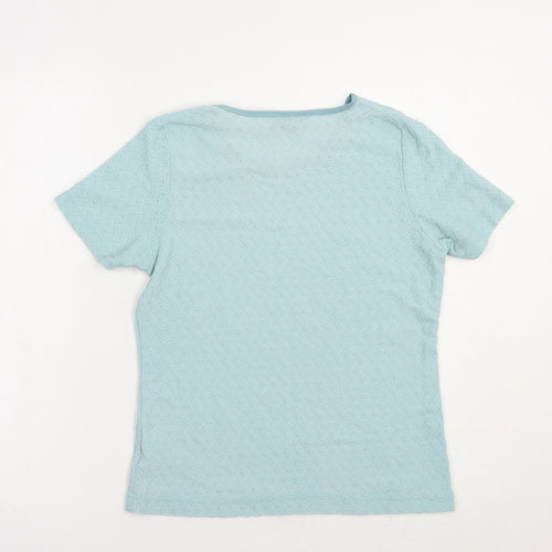 Emreco Womens Blue  Nylon Basic T-Shirt Size 12 Crew Neck