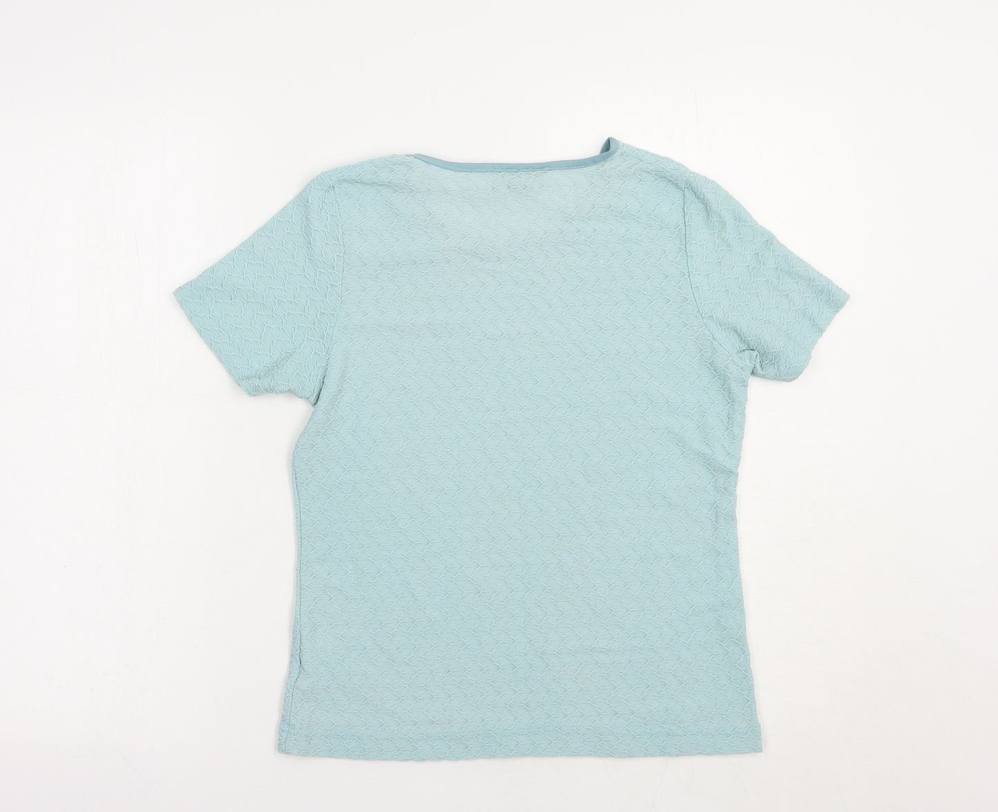 Emreco Womens Blue  Nylon Basic T-Shirt Size 12 Crew Neck