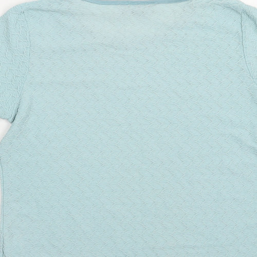 Emreco Womens Blue  Nylon Basic T-Shirt Size 12 Crew Neck