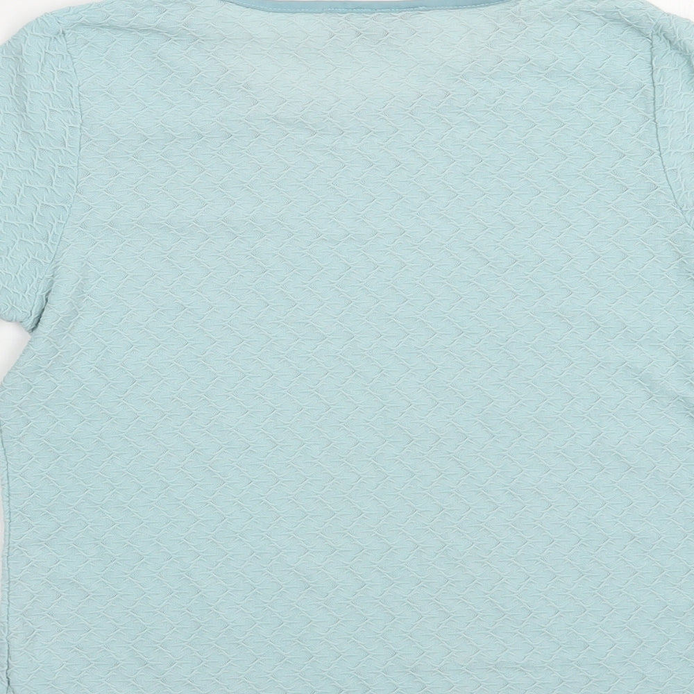 Emreco Womens Blue  Nylon Basic T-Shirt Size 12 Crew Neck