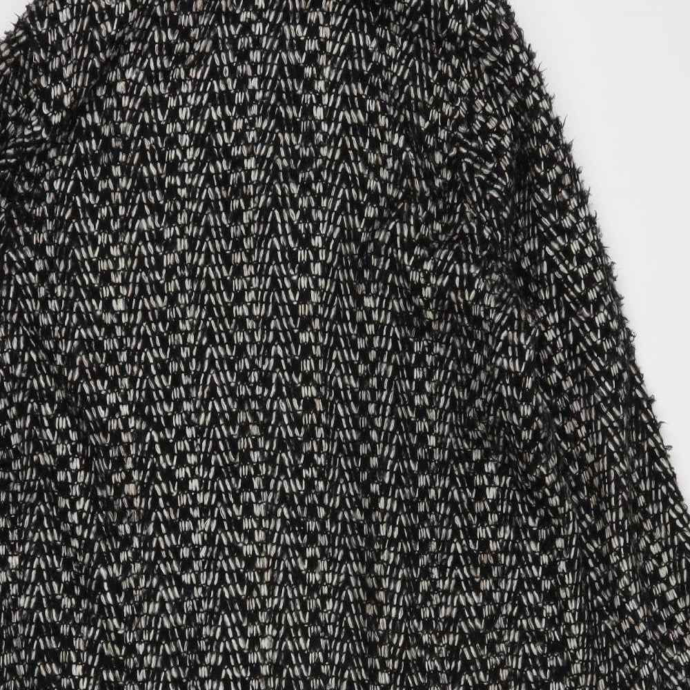 Phase Eight Womens Black Geometric  Overcoat Coat Size 8  Snap