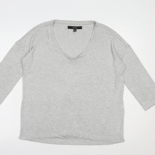 VERO MODA Womens Grey V-Neck  Polyester Pullover Jumper Size S