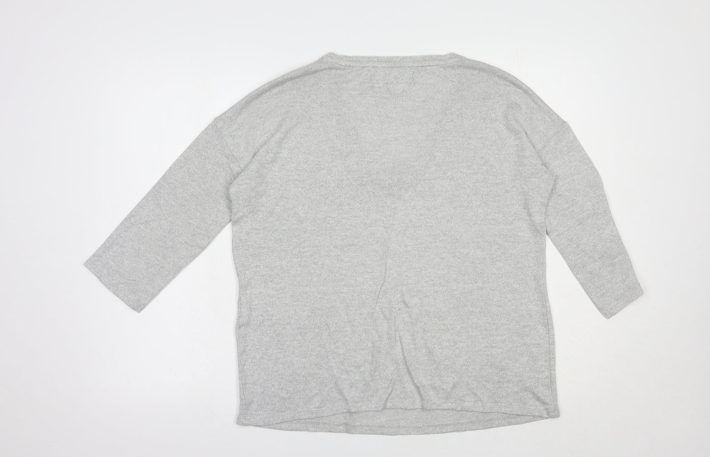 VERO MODA Womens Grey V-Neck  Polyester Pullover Jumper Size S