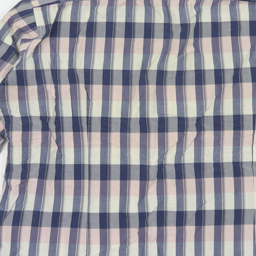 Boss Orange Mens Blue Plaid Cotton  Button-Up Size L Collared Button