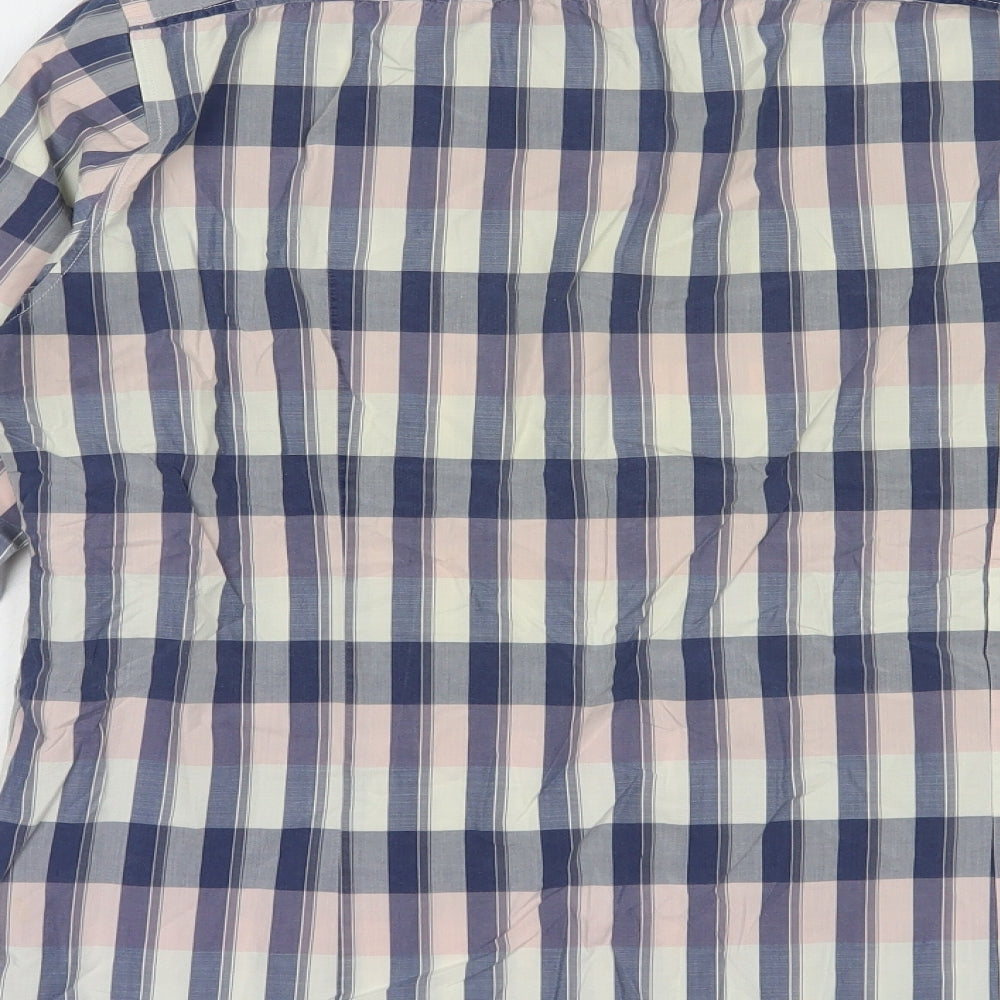 Boss Orange Mens Blue Plaid Cotton  Button-Up Size L Collared Button