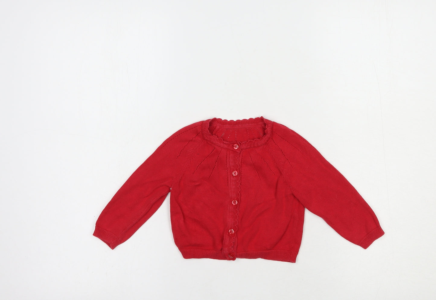 Matalan Baby Red  Cotton Cardigan Jumper Size 9-12 Months  Button