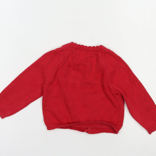 Matalan Baby Red  Cotton Cardigan Jumper Size 9-12 Months  Button