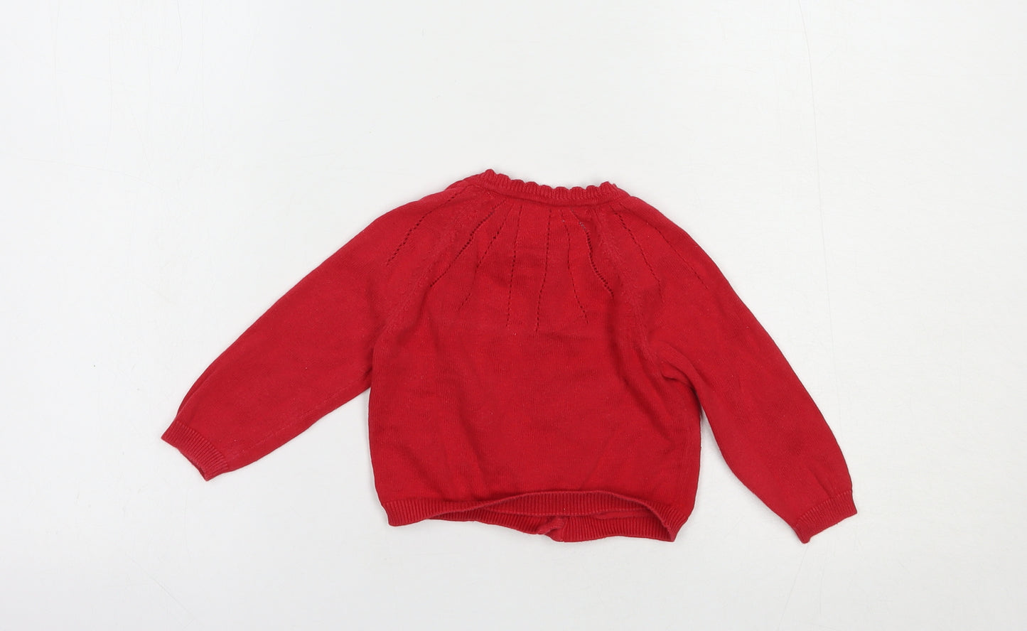 Matalan Baby Red  Cotton Cardigan Jumper Size 9-12 Months  Button