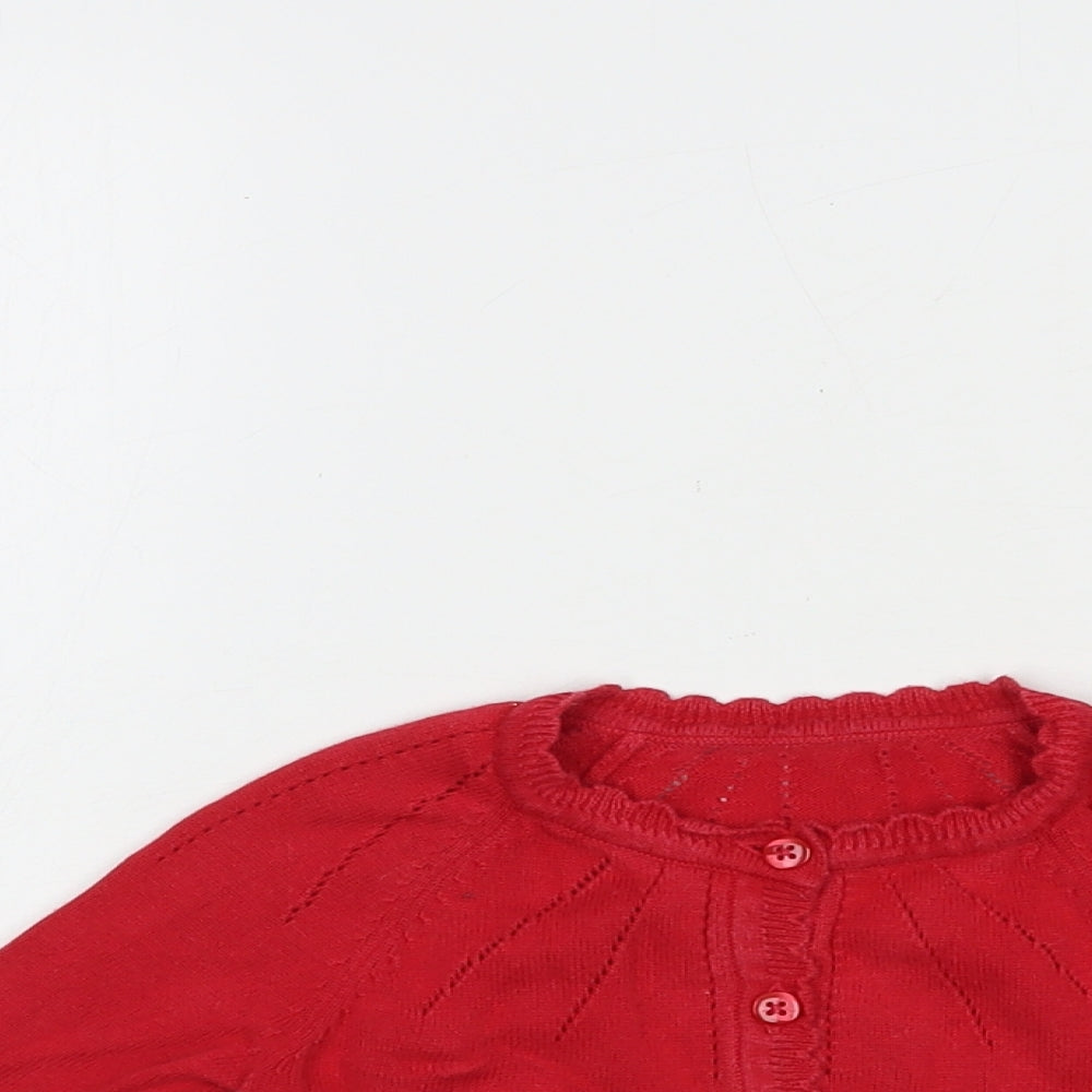 Matalan Baby Red  Cotton Cardigan Jumper Size 9-12 Months  Button