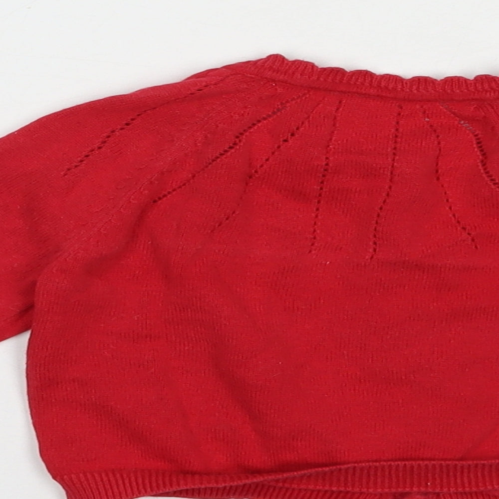Matalan Baby Red  Cotton Cardigan Jumper Size 9-12 Months  Button