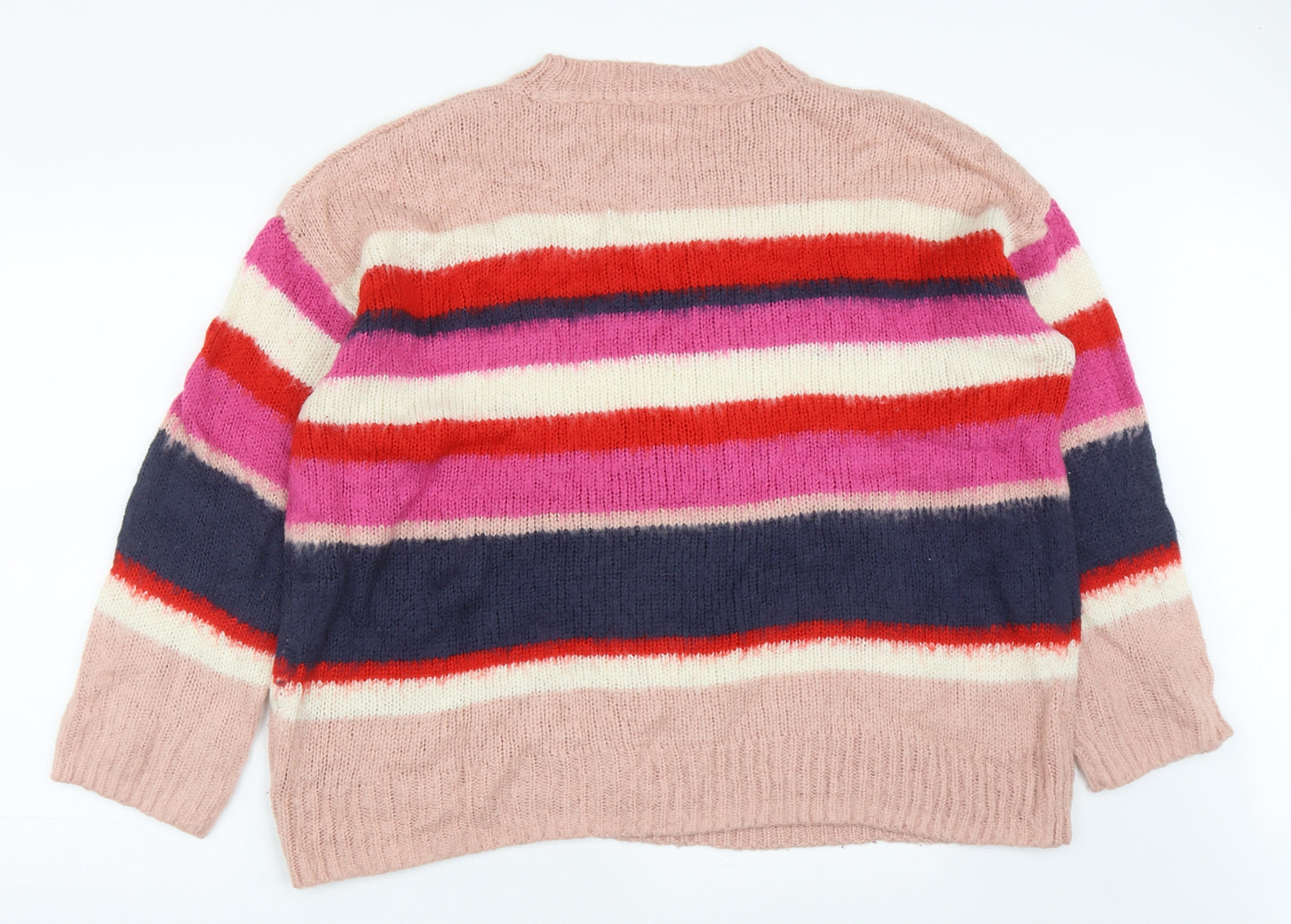 George Womens Multicoloured Round Neck Striped Acrylic Pullover Jumper Size XL   - Size 20-22