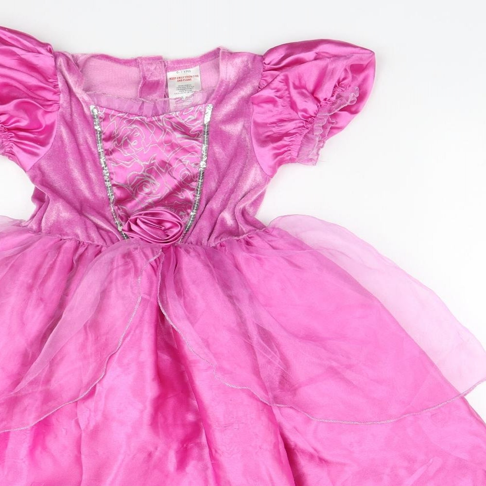 Matalan Girls Pink  Polyester Ball Gown  Size 6-7 Years  Round Neck Hook & Loop - princess fancy dress