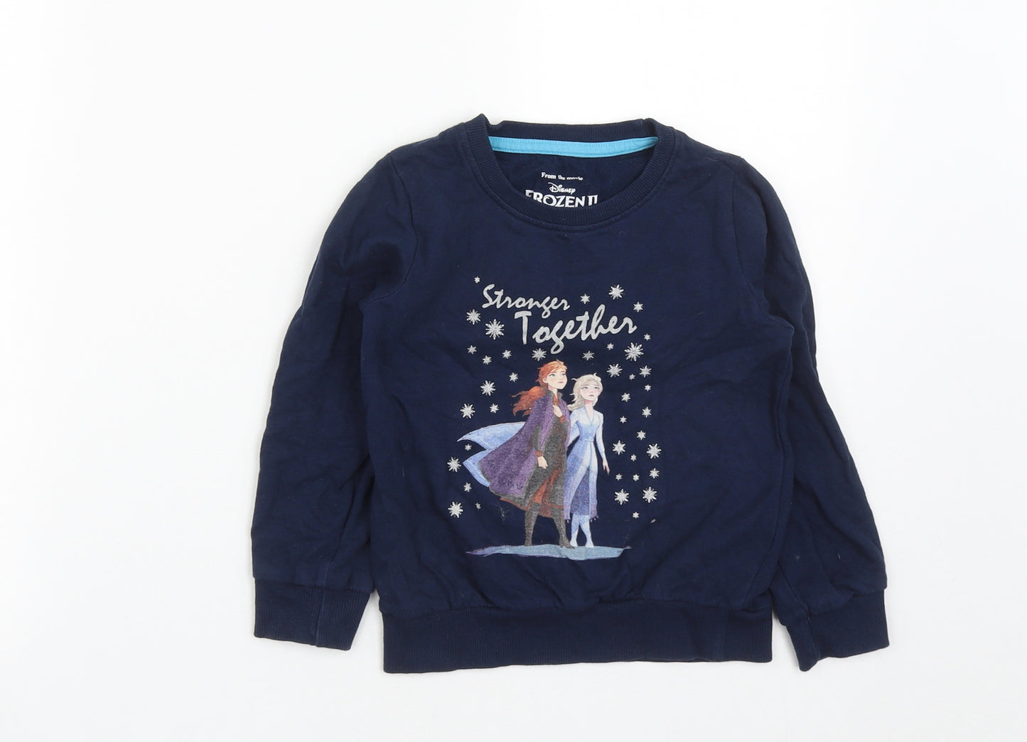 Character.Com Girls Blue  Cotton Pullover Sweatshirt Size 6 Years   - Frozen 2