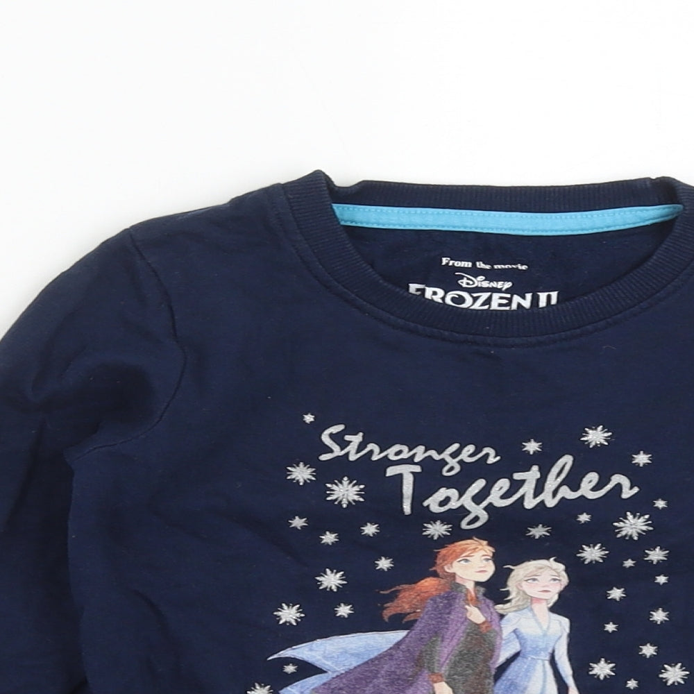 Character.Com Girls Blue  Cotton Pullover Sweatshirt Size 6 Years   - Frozen 2