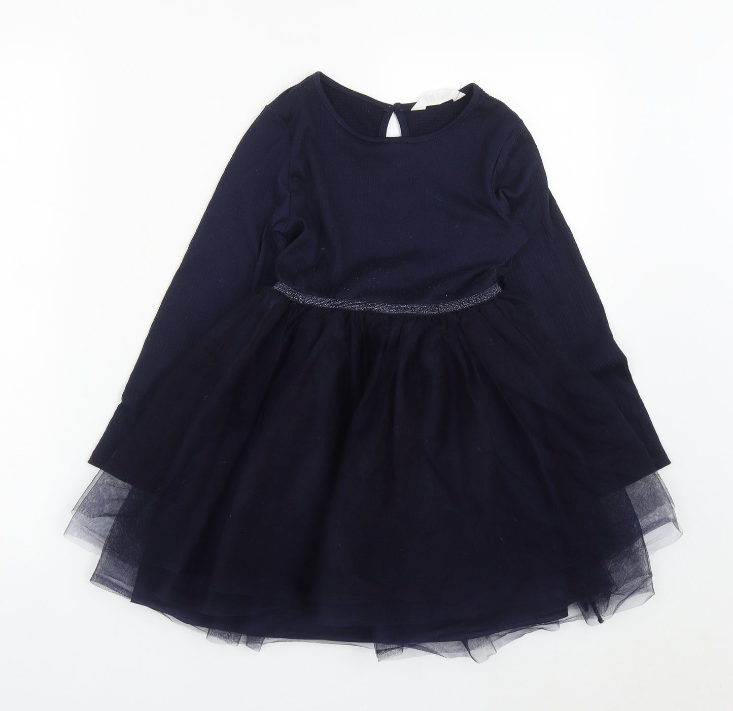 H&M Girls Blue  Polyester Tutu Dress  Size 6 Years  Round Neck Button - Size 6-8