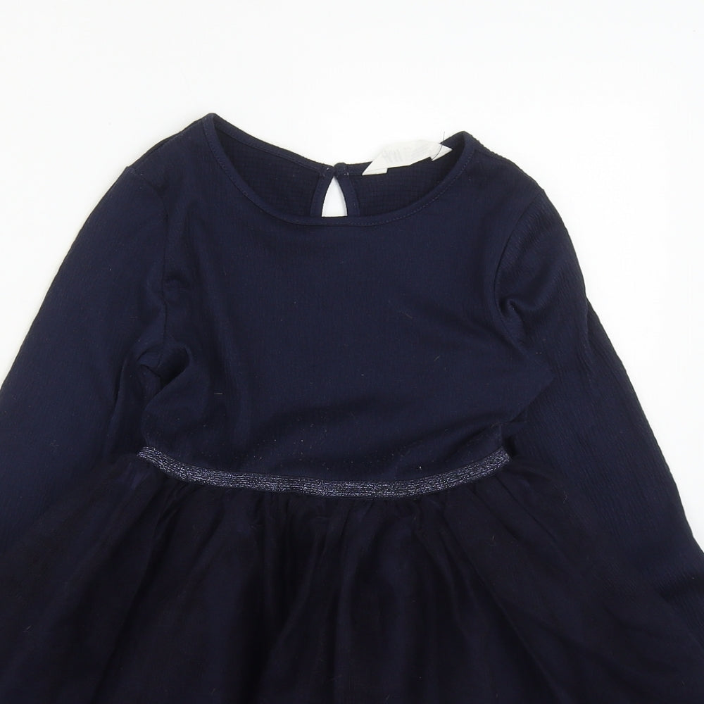 H&M Girls Blue  Polyester Tutu Dress  Size 6 Years  Round Neck Button - Size 6-8