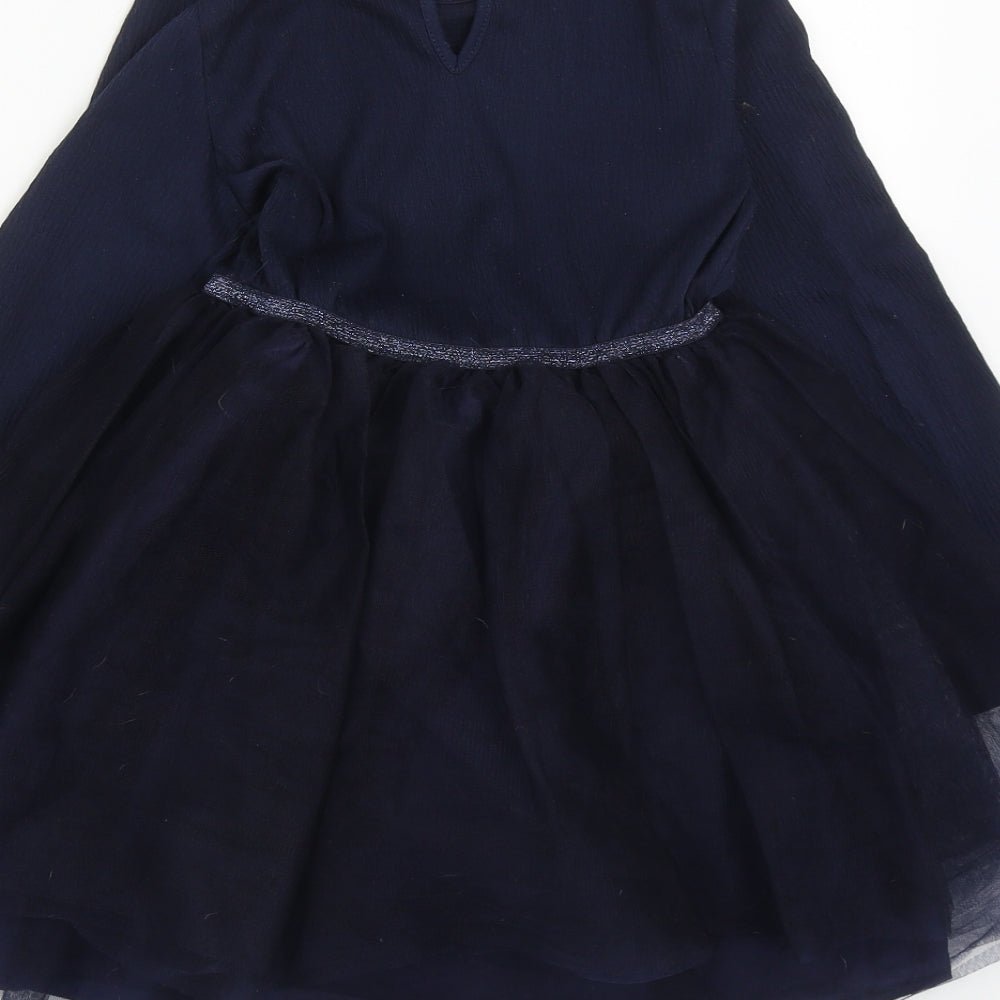 H&M Girls Blue  Polyester Tutu Dress  Size 6 Years  Round Neck Button - Size 6-8