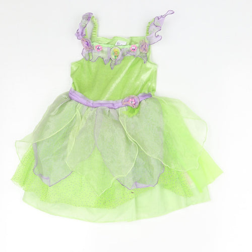 Disney Girls Green  Polyester Tutu Dress  Size 3-4 Years  Square Neck  - tinkerbell fancy dress