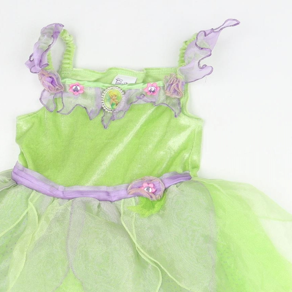Disney Girls Green  Polyester Tutu Dress  Size 3-4 Years  Square Neck  - tinkerbell fancy dress