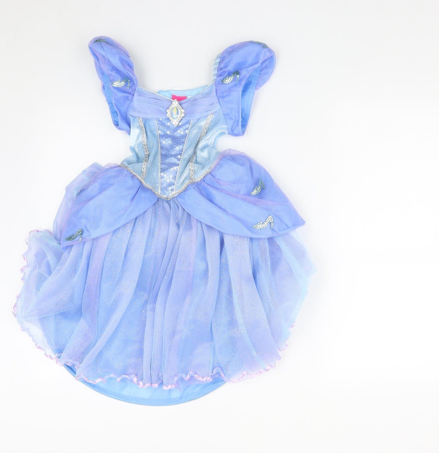 Disney Girls Blue  Polyester Ball Gown  Size 3-4 Years  Square Neck  - Cinderella  Fancy dress