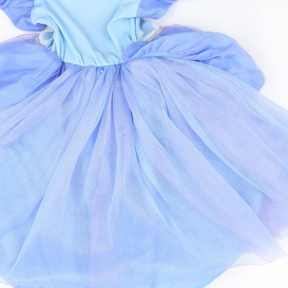 Disney Girls Blue  Polyester Ball Gown  Size 3-4 Years  Square Neck  - Cinderella  Fancy dress