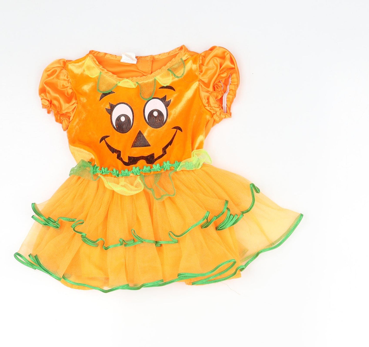 Halloween scream Girls Orange  Polyester Tutu Dress  Size 18-24 Months  Roll Neck Hook & Loop - Halloween Fancy Dress