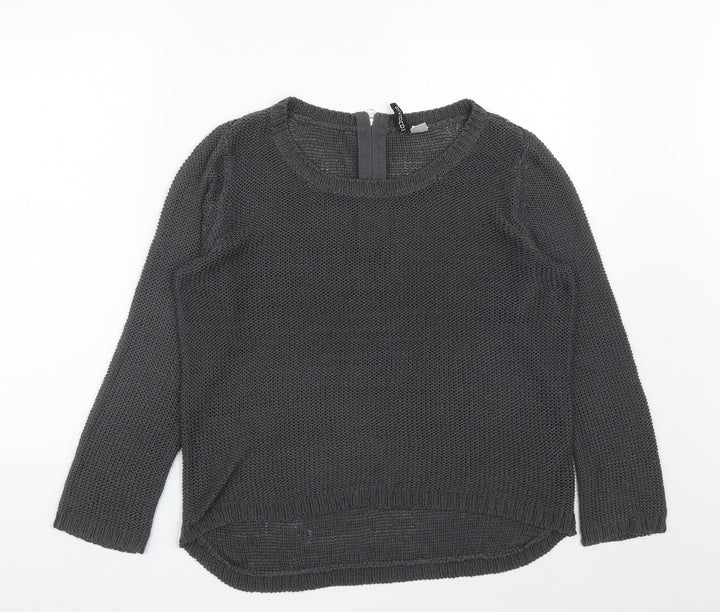 H&M Womens Grey Round Neck  Acrylic Pullover Jumper Size M