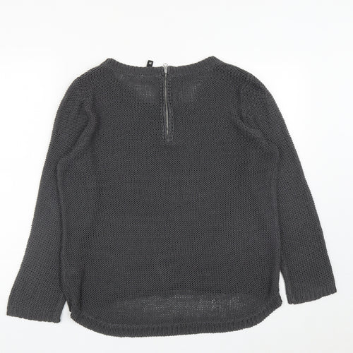 H&M Womens Grey Round Neck  Acrylic Pullover Jumper Size M