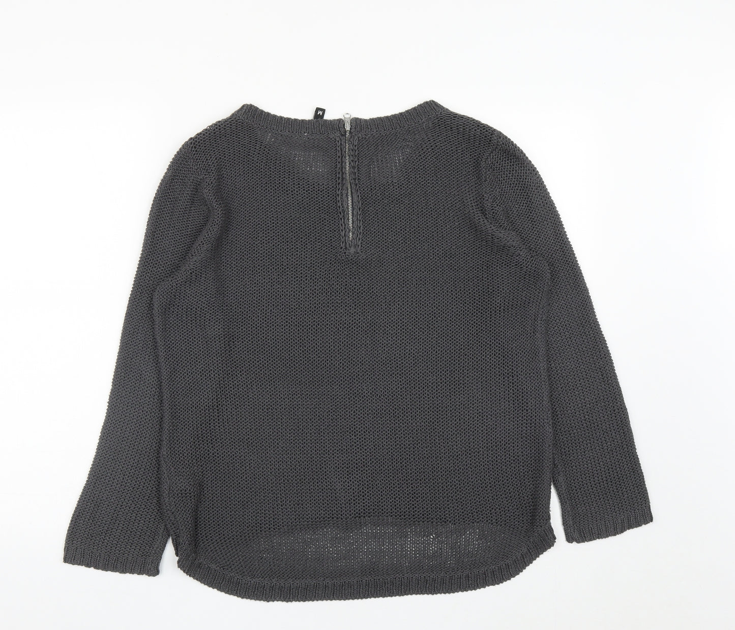 H&M Womens Grey Round Neck  Acrylic Pullover Jumper Size M