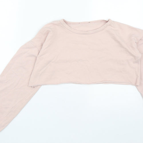 PRETTYLITTLETHING Womens Pink  Cotton Pullover Sweatshirt Size 10   - Cropped