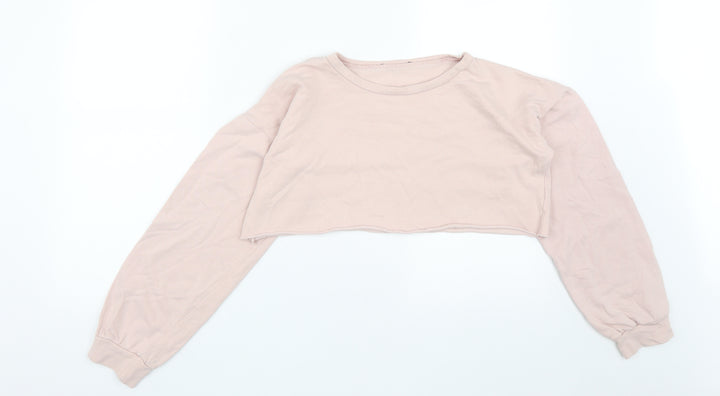 PRETTYLITTLETHING Womens Pink  Cotton Pullover Sweatshirt Size 10   - Cropped
