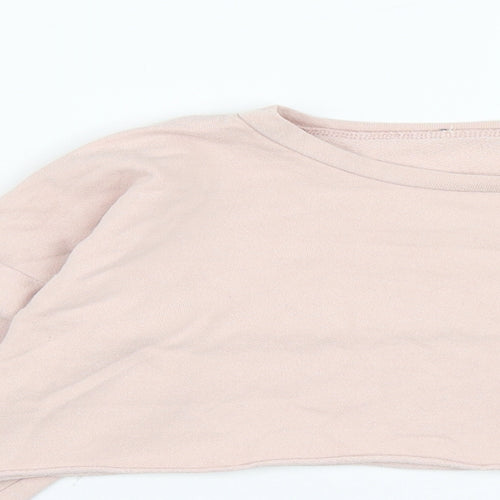 PRETTYLITTLETHING Womens Pink  Cotton Pullover Sweatshirt Size 10   - Cropped