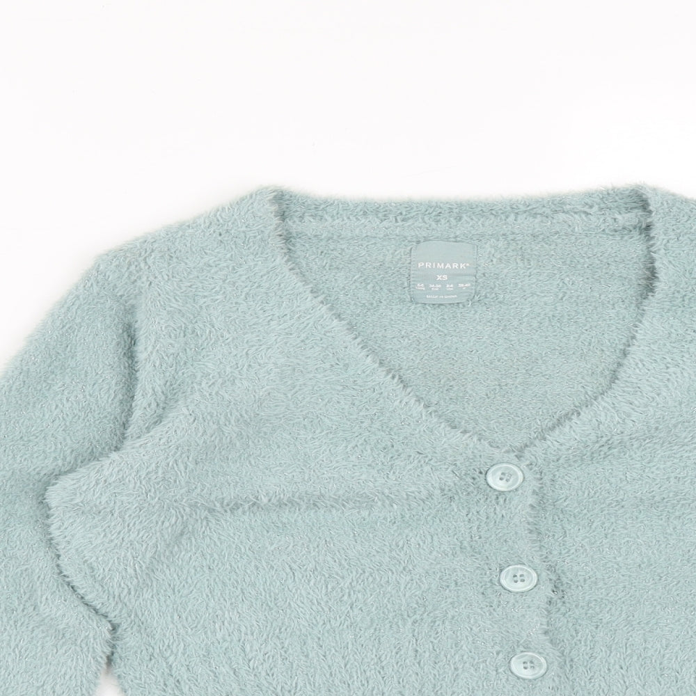 Primark Womens Green V-Neck  Polyester Cardigan Jumper Size XS